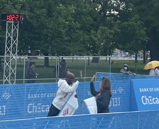 Rita Cook at the finish line at the first-ever running of the Bank of America Chicago 13.1, a half-marathon designed to celebrate Chicago’s unique and diverse West Side neighborhoods and historical parks.